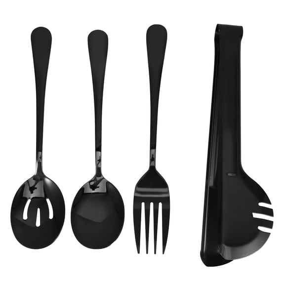 FELTECHELECTR Serving Utensils for Parties Buffet Utensil Set Black Stainless Steel 1 Set