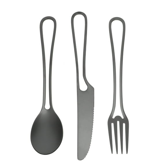 FELTECHELECTR Stainless Steel Tableware Set Black For Restaurant 1Set