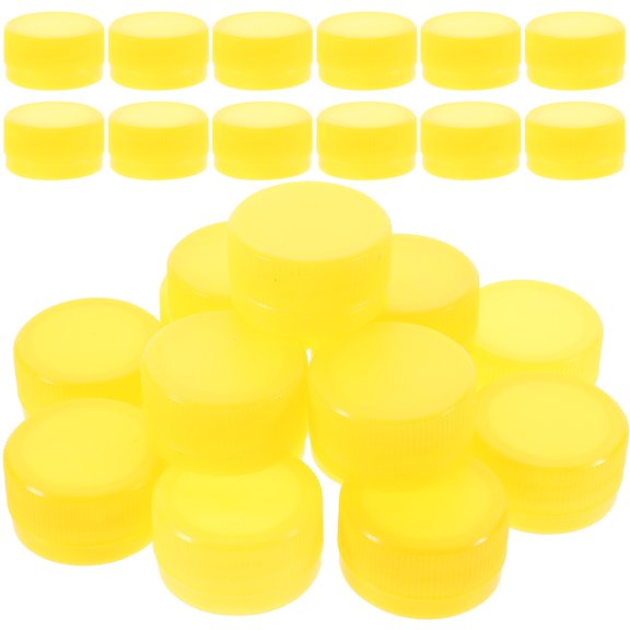 FELTECHELECTR Yellow Plastic Bottle Caps for Craft Projects, Design with Attractive Finish, 100 Pieces for Decor