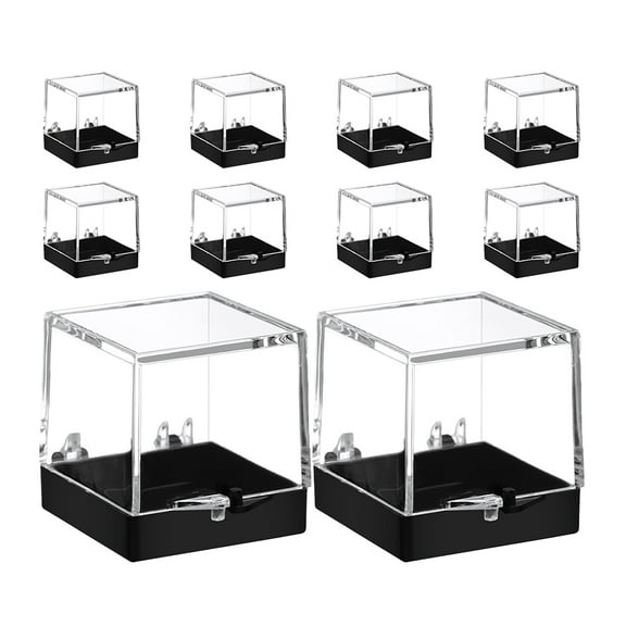 Himition 10pcs Cube Mineral Specimen Display Cases Clear Square Sample Storage Boxes Display Box