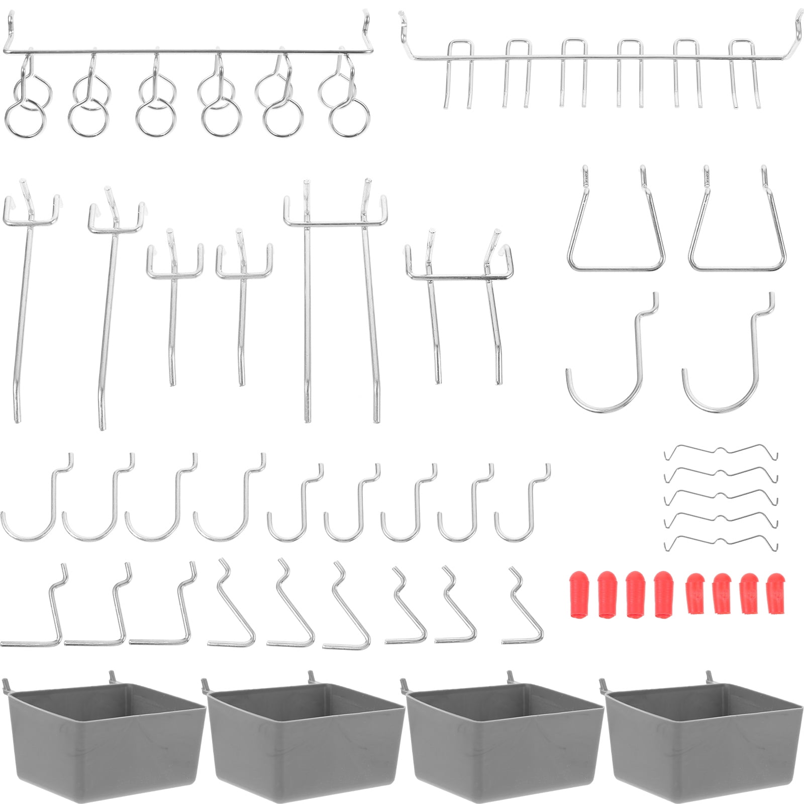 FELTECHELECTR Peg Board Organizer Bins Assorted Color Stainless Steel 114Pcs