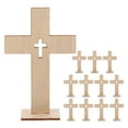 thumbnail image 1 of Himition 12PCS Wooden Crosses for Crafts Standing Crosses Base Crosses Tabletop Centerpieces for Outdoor Church Home Room Decor Table Religious Crosses, 1 of 5