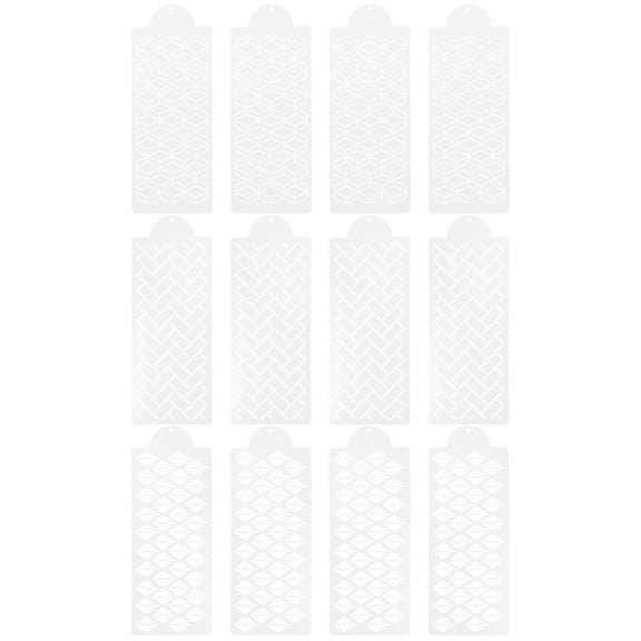 FELTECHELECTR Coloring Stencils Fondant Stencil Transparent 12Pcs 15.4X5.9In