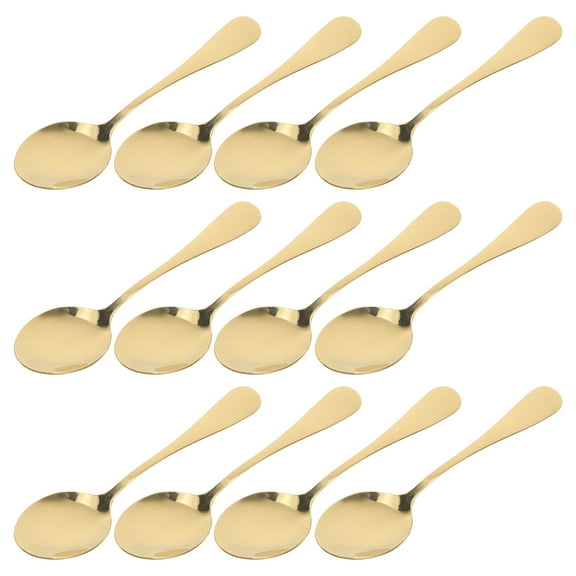 Himition 12pcs Gold Dinner Spoons Set Stainless Steel Golden Flatware Spoons For Home Restaurant Bar Mirror Polished Dishwasher Safe
