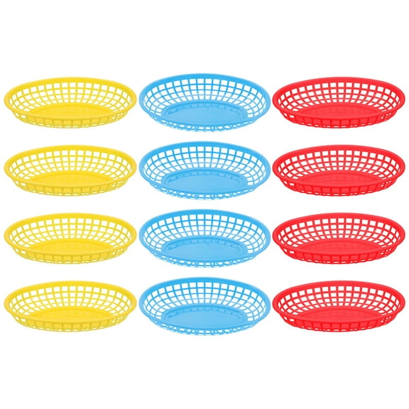 Himition 12pcs Reusable Plastic Fast Food Baskets Food Baskets Popcorn Chips Snacks Food Baskets