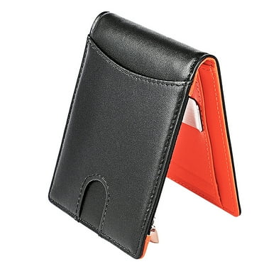 Himition 1Pc Men Genuine Leather Wallet Ultrathin Business Purse RFID Wallet Billfold Bankcard Pocket Coin Pocket Phot Holder Dollar Clip for Friends Family Colleague (Black)