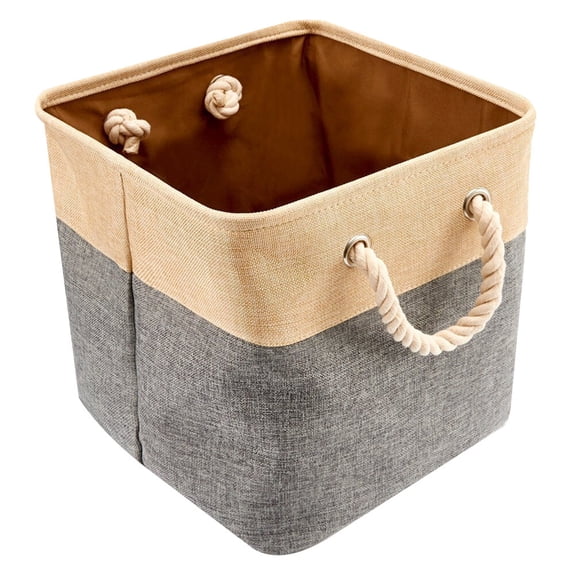 Himition 1pc Cotton Linen Storage Basket Storage Bucket Desktop Sundries Storage Basket Organizer Toy Basket
