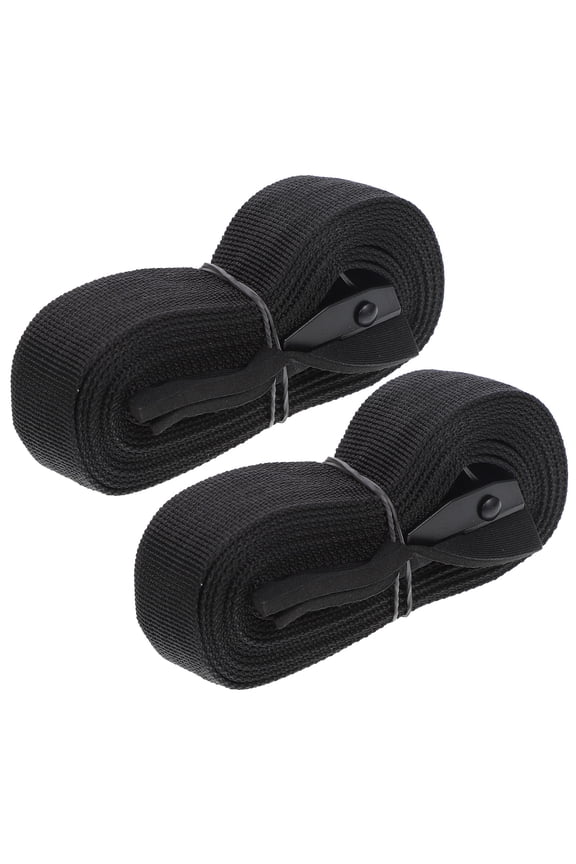 2 PCS Tensioning Belts Binding Strap Car Roof Rack Tie Down Straps Car Luggage Cargo Kayak Surf Board Bind Belt (Black)