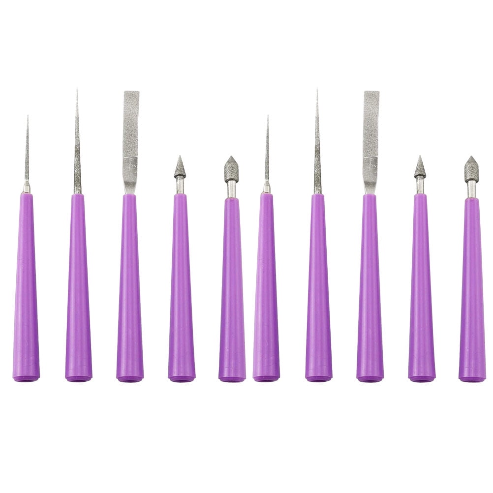 Himition 2 Set/10 Pcs Bead Hole Reamer Needle Grinding Bead Reaming Opener Drill Puncher Plating Emery Craft Tools (Purple)