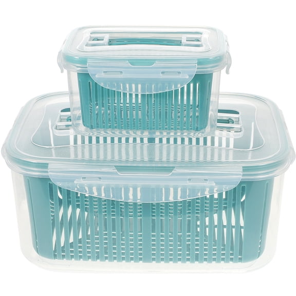 FELTECHELECTR Fridge Drain Box Plastic Storage Containers for Blue 2Set