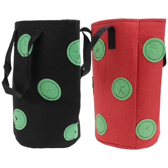 Himition 2-Pack Hanging Strawberry Breathable Grow Bags for and Patio Planting
