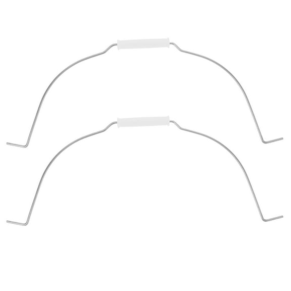 FELTECHELECTR Galvanized Iron Bucket Grip Handles Silver 2Pcs 15.7X6.5X0.5In Curved