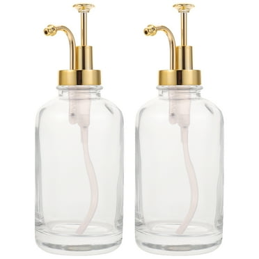 FELTECHELECTR Golden Glass Coffee Syrup Dispenser with Stainless Steel Pump for Storage Clear Design 2pcs