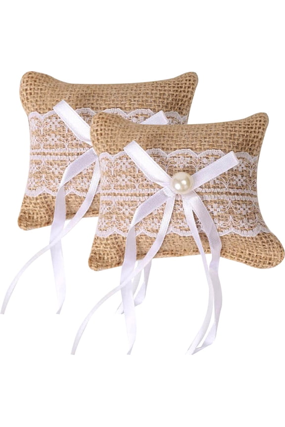 2pcs Wedding Ring Bearer Pillows Ring Cushions Wedding Couple Ring Cushion