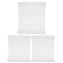 FELTECHELECTR Square Cake Containers White 3Pcs 7.9X6.9X6.9In Portable Bakery Box