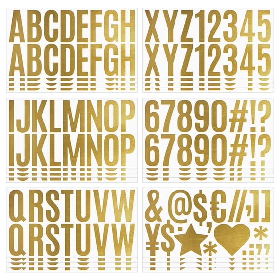4 Sets of Golden Adhesive Alphabet and Number Stickers for DIY Craft Use
