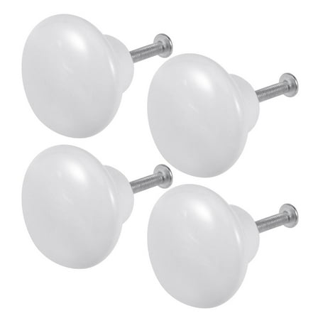 Himition 4pcs Ceramic Knobs Handle Round Drawer Knobs Ceramic Door Handle Knob with Screw for Cabinet Furniture Kitchen Home Decoration (White 38mm)