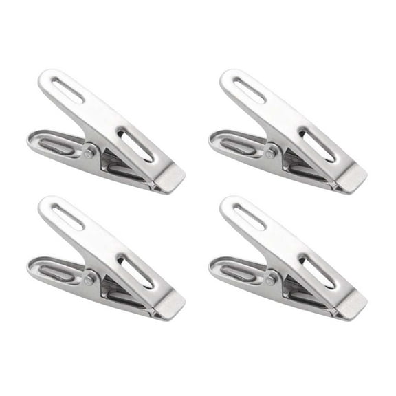 Himition 4pcs Stainless Steel Clips Multi-function Sealing Clamp Clothes Fixing Clips Food Sealing Clip for Office Home