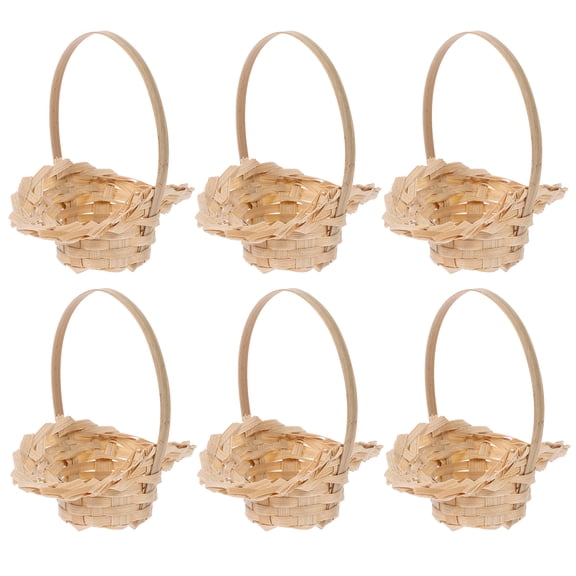 Himition 6-Pack Mini Woven Baskets with Handles Small Decorative Empty Picnic Baskets for Home Decor