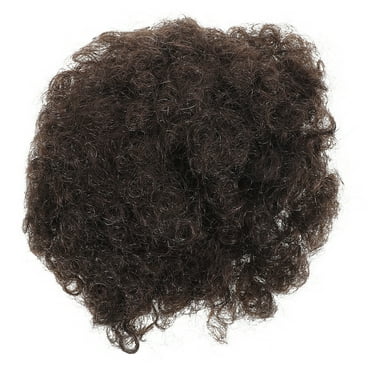 Himition Afro Puff Drawstring Ponytail - Human Hair Extensions Short Synthetic Afro Puff Ponytail for Clip On Drawstring Curly Ponytail Buns Brown