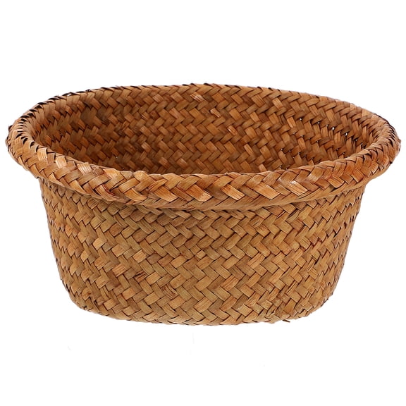 FELTECHELECTR Rustic Woven Bread Basket in Chocolate Straw for Home and Restaurant Use