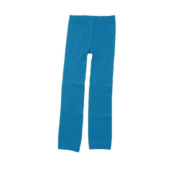 Himition Girls Winter Warm Lined Tights Trousers Kids Elastic Thick Leggings Ninth Pants for 5-7 Years Old (Lake Blue)