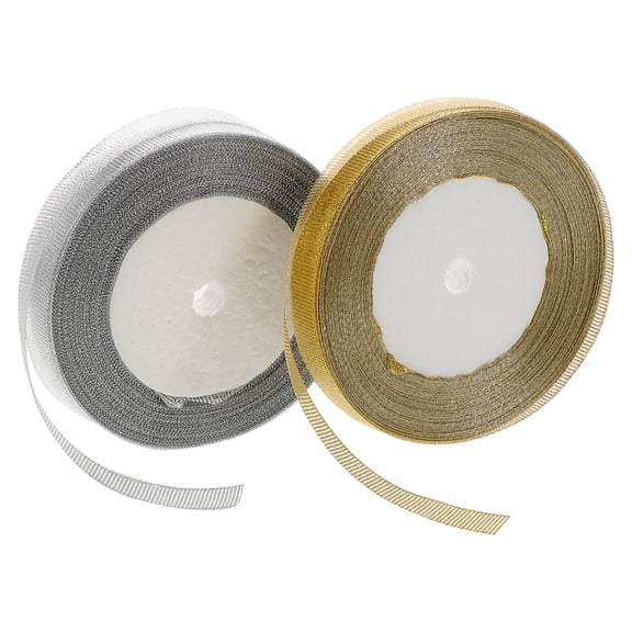 Himition Glitter Ribbons - 2 Rolls Metallic Glitter Ribbons Sparkly Fabric Ribbons Christmas Party Favor Ribbon for Candy Wrapping DIY Crafts Party Decor Wedding