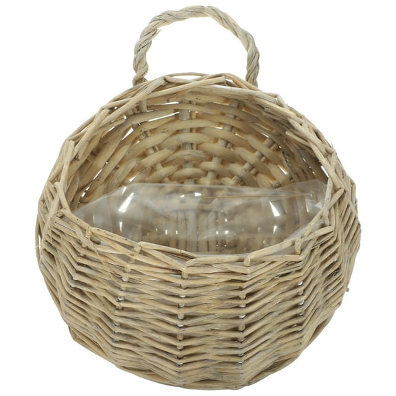 Himition Hanging Wicker Flower Basket Woven Hanging Storage Basket Wall Hanging Plant Basket