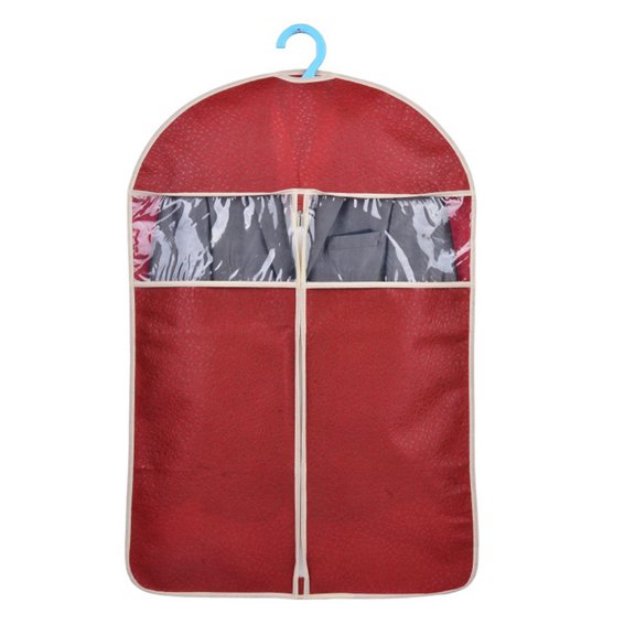 Himition High-end Embossing Clothes Dust Cover Suit Dustproof Storage Bag Garment Organizer Protector Case Size S (Dark Red)