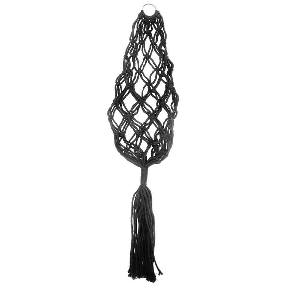 FELTECHELECTR Fruit Basket Wall Mount Macrame Black 1Pack 27.6x2x0.4In