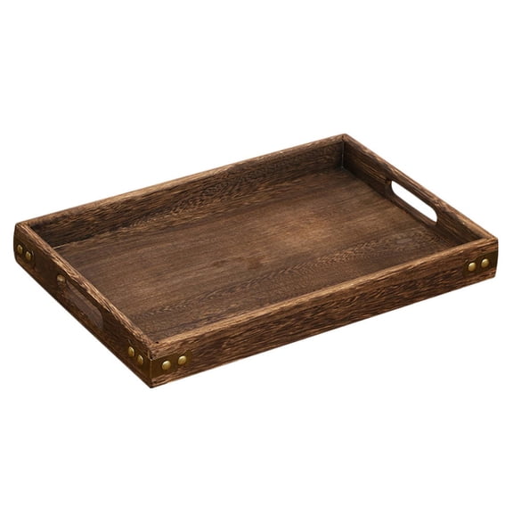 FELTECHELECTR Dark Brown Decorative Composite Serving Tray - Stylish Fruit Plate, 1 Piece for Home and Kitchen