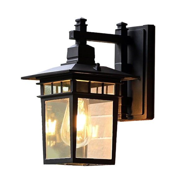 Himition Vintage LED Wall Lamp Decorative Landscape Light Waterproof Anti-rust Garden Lights for Balcony Corridor (Black, without Bulb)