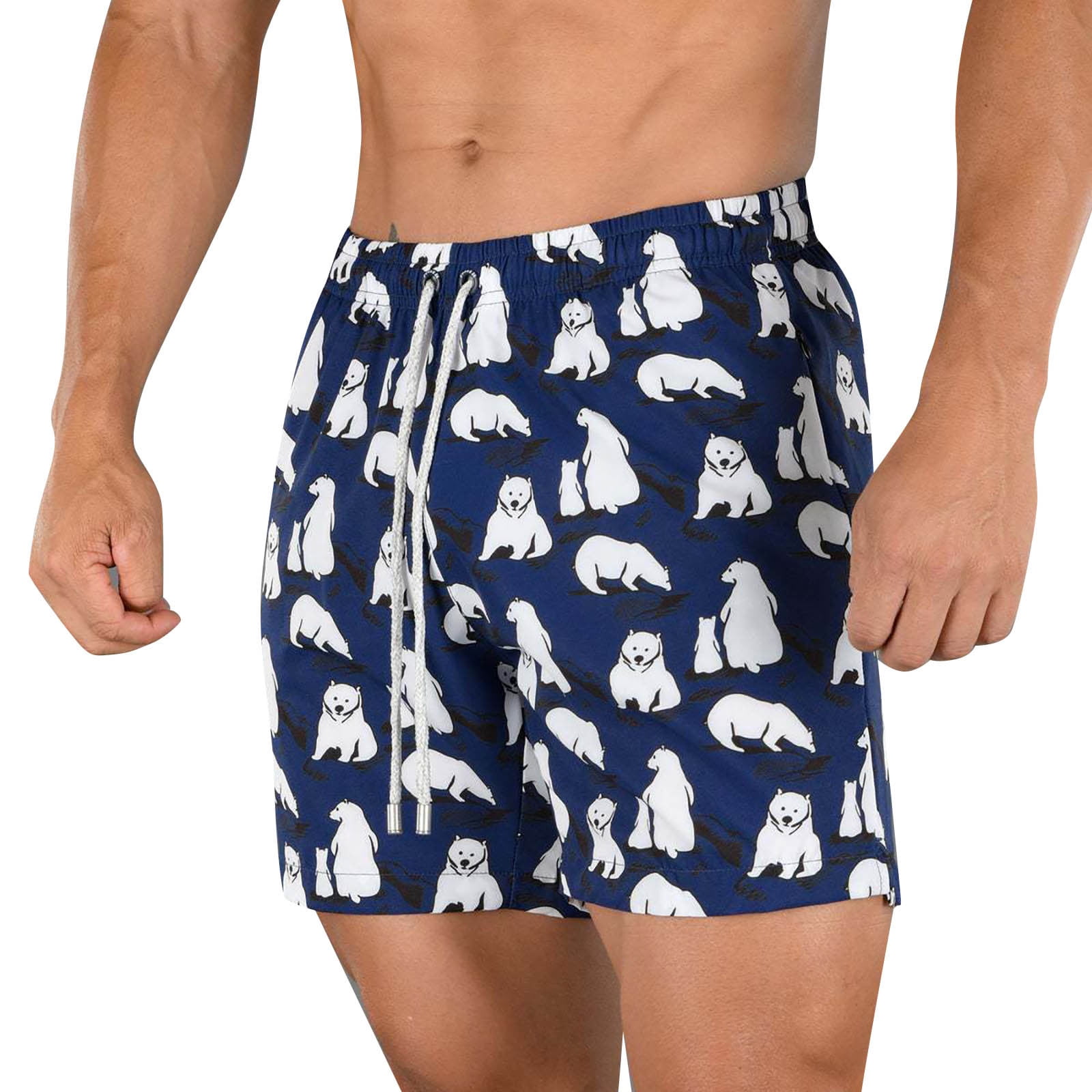 Himmake Bathing Suits Men Linen Shorts 7 Inch Inseam Black Shorts for