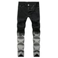 Himmake Men's Ripped White Stretch Jeans And Black Men's Trousers