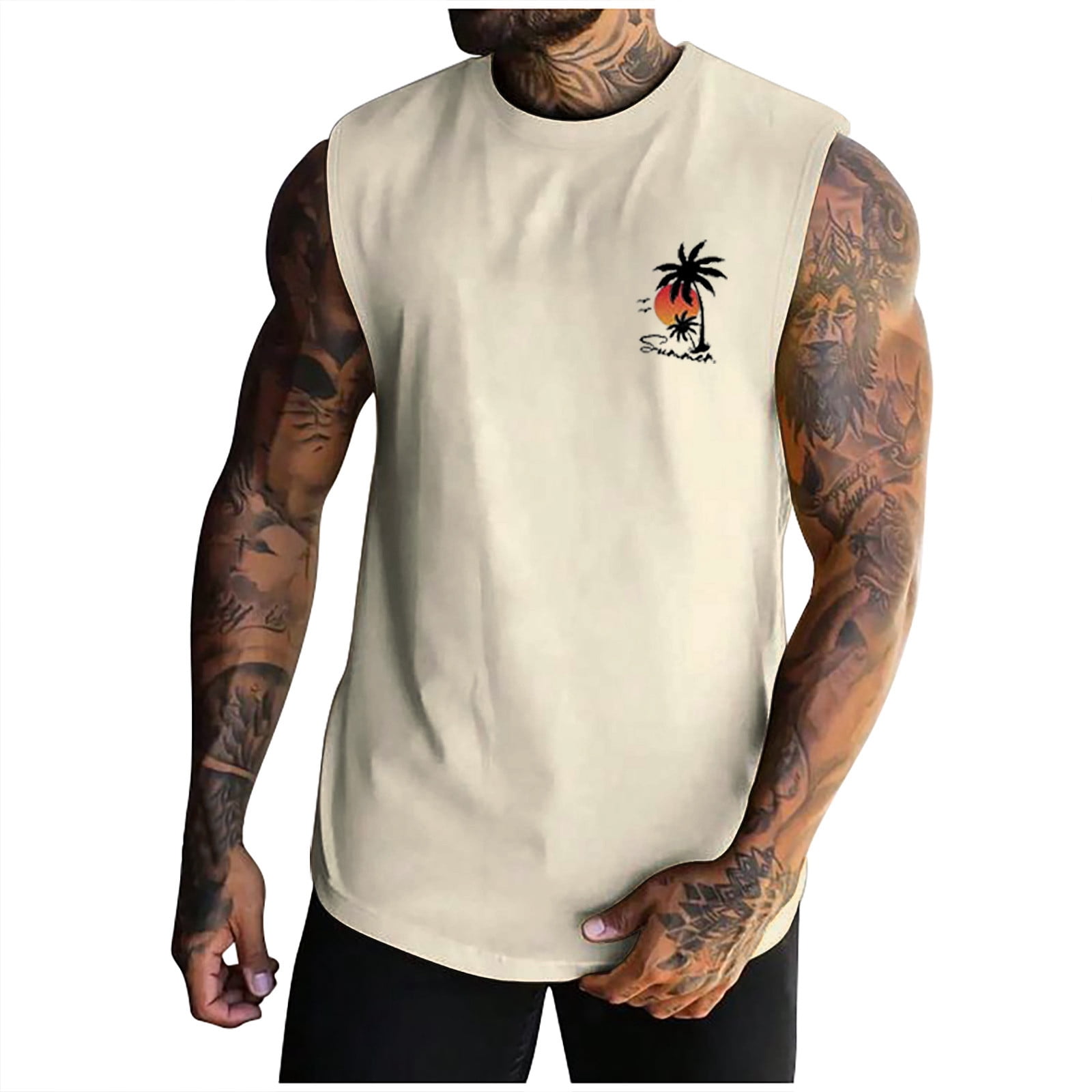 Himmake Mens Undershirts Mens White Undershirt 3XL Shirts For Men Big