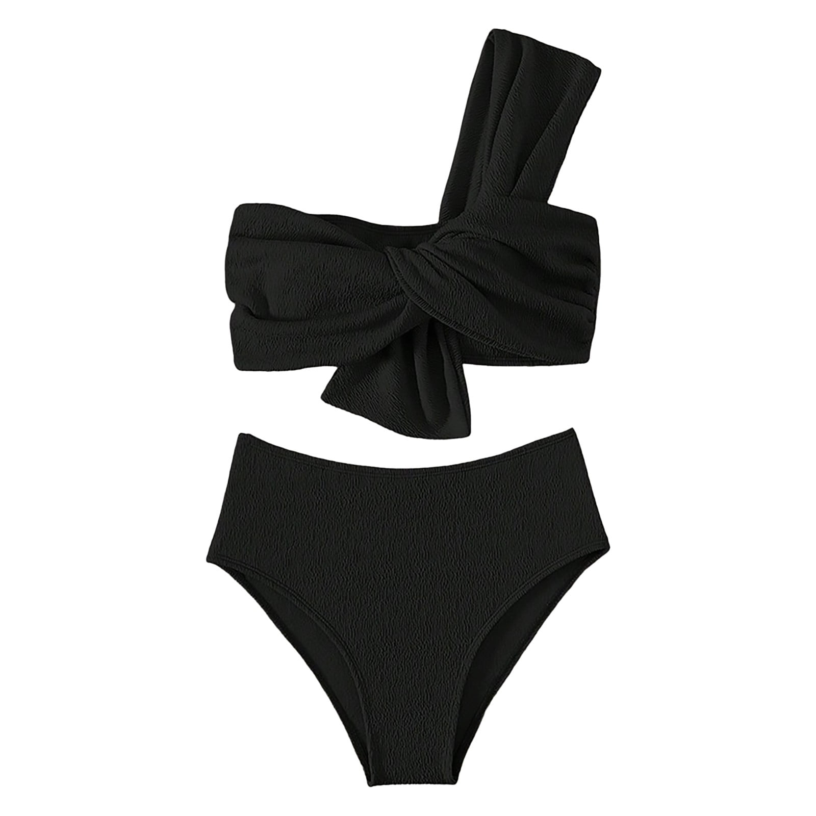 Himmake Women's Single Shoulder High Waist Gathered Solid Color Split