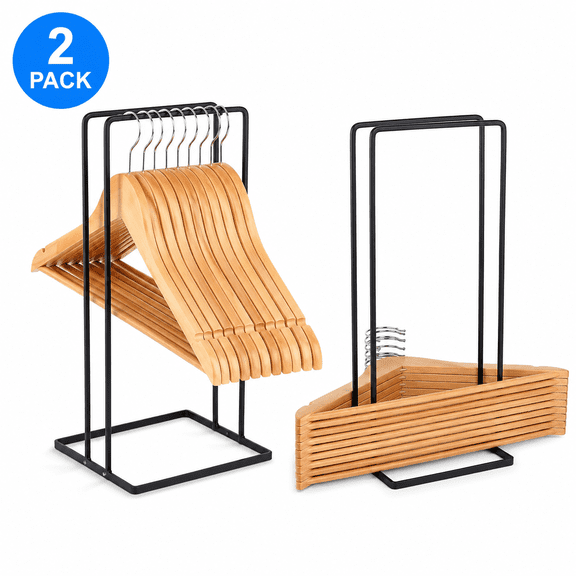 Himonut Hanger Organizer, 2 Pack Freestanding Metal Stand for Empty Hanger Storage, Black