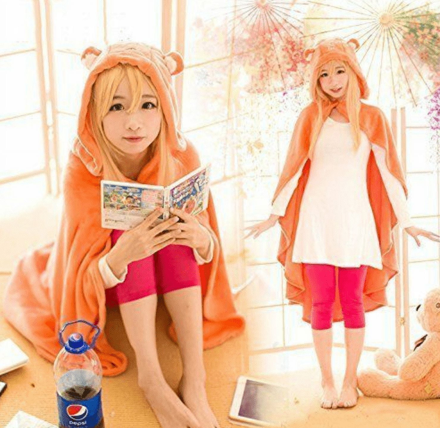 Himouto! Umaru-chan Cosplay Costume Cloak Hoodie Flannel Coat Robe Blanket  Quilt