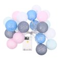Hims 1 Set 20 LEDs Decorative String Light Cotton Thread Ball Lamp String (No Battery)