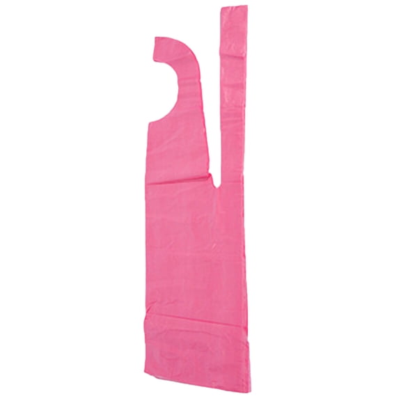 OUNONA 100pcs Disposable PE Thickened Aprons Sleeveless Apron Oil Proof for Kitchen Restaurant (Pink)