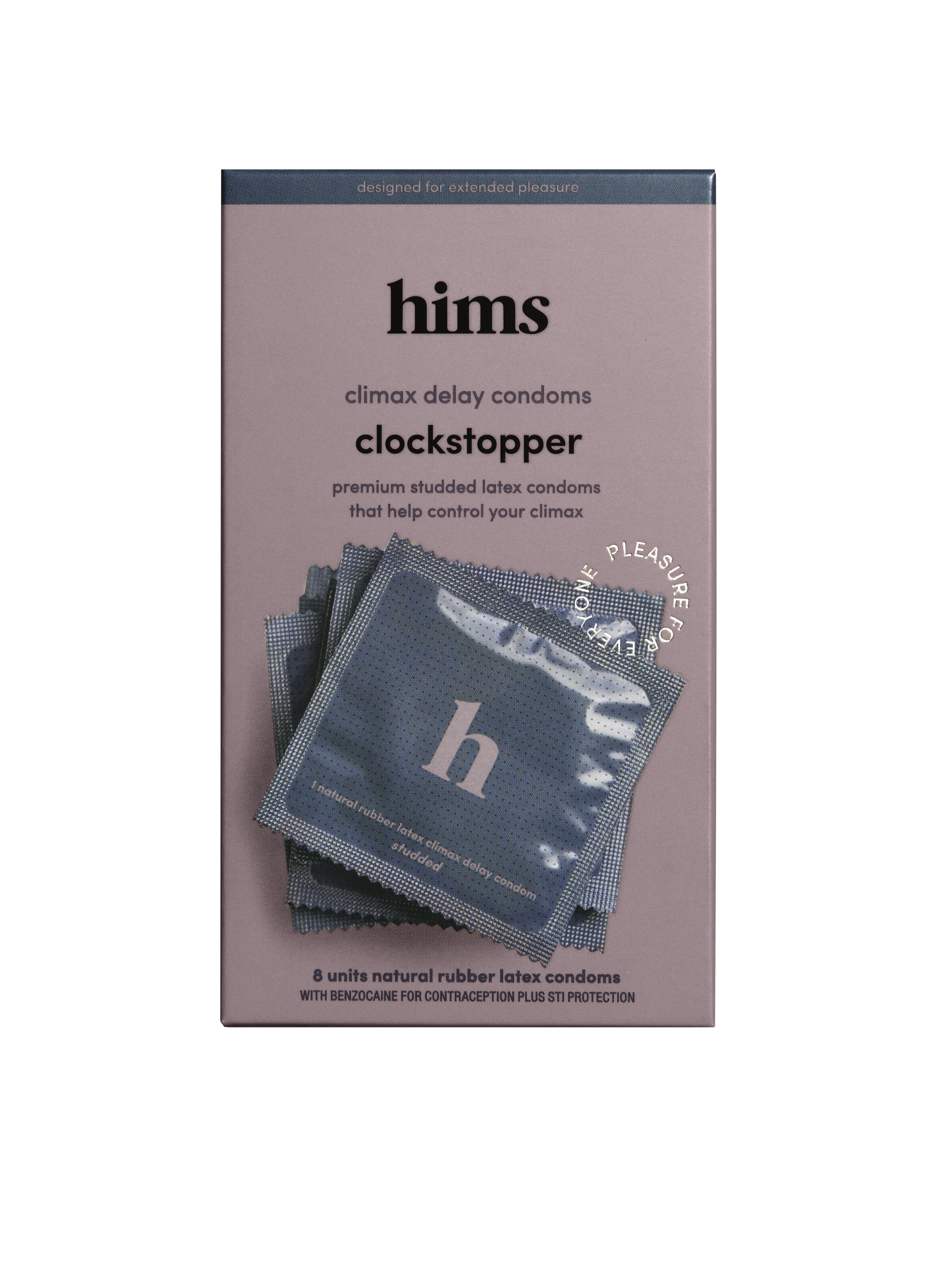 Hims Clockstopper Climax Delay Natural Rubber Latex Condoms, 8 Pack