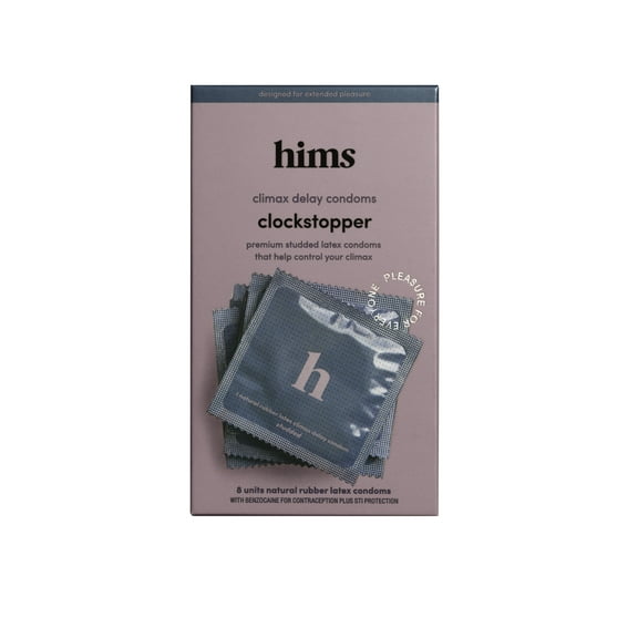 Hims Clockstopper Climax Delay Natural Rubber Latex Condoms, 8 Pack