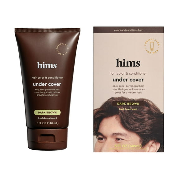 Hims Under Cover Hair Color & Conditioner for Men Semi Permanent Blends Grays, Dark Brown, 5 fl oz