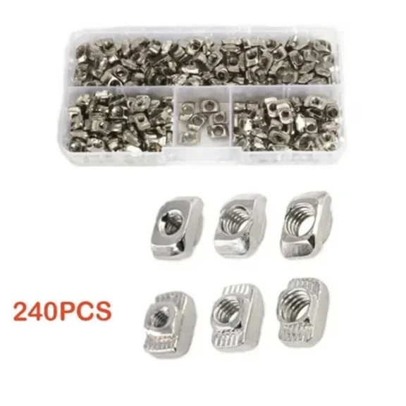 Hincell - 240 Pcs M3 M4 M5 2020 Series Carbon Steel T Slot Nut Kit - Usa Seller