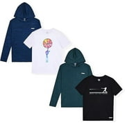 HIND 4-Pack Boys Quick-Dry Performance Active Athletic T Shirts and Hoodies Size 7-16
