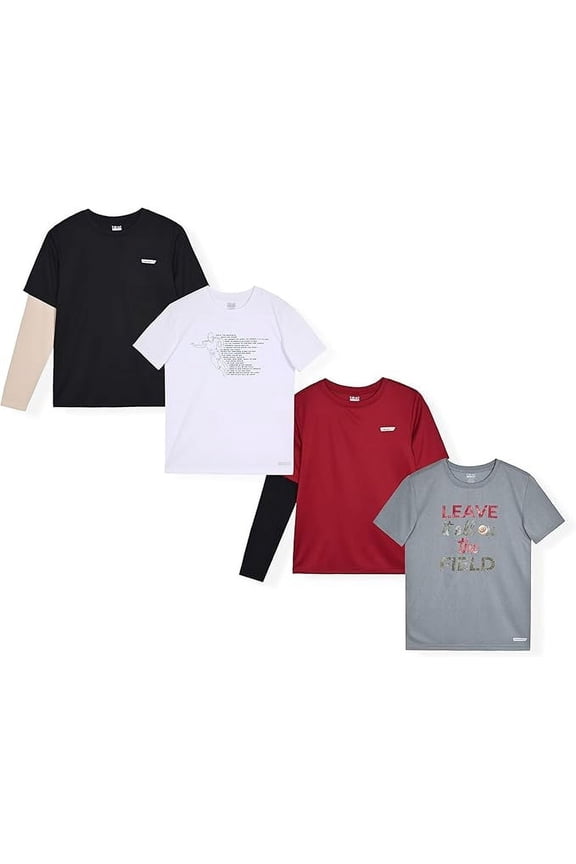 4-Pack Boys Quick-Dry Performance Active Athletic T Shirts and Hoodies Size 7-16