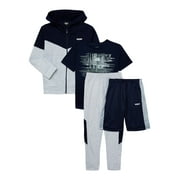 Hind Boy's Active Jacket, Tee, Jogger & Shorts, 4-Piece Set, Sizes 4-16