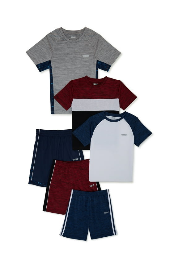 Boy's Activewear T-Shirt and Shorts 6-Piece Set, Sizes 4-16