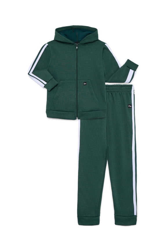 Boys Athletic Zip Up Hoodie and Joggers Fleece Outfit Set, 2-Piece, Sizes 4-12