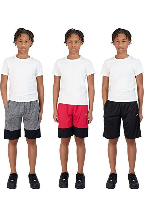 Boys 3 Pack Active Shorts Size 5-16
